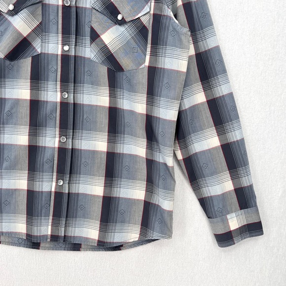 PENDLETON Shirt Mens Small Gray Plaid Frontier Western Pearl Snap Long Sleeve - Picture 5 of 12